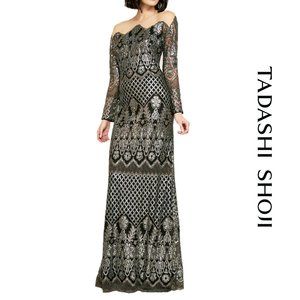 TADASHI SHOJI Drayton Gown (Dark Pearl/Black)